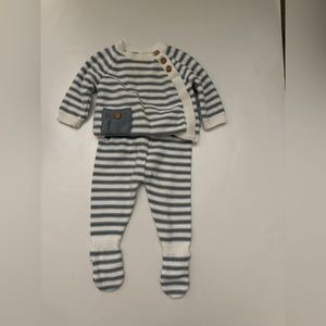Mud Pie baby boy blue striped sweater set - 0-3 months